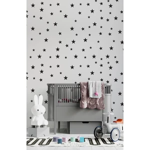 Lizpo Decor Siyah Yıldız Duvar Sticker 3-4-5 cm 130 Adet Bebek ve Çocuk Odası Dekoratif Duvar Çıkartması Sticker