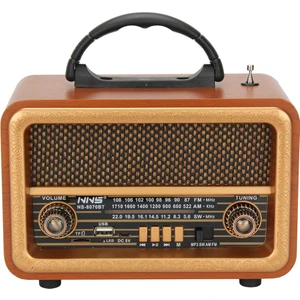 Taşınabilir Nostaljik Fm Radyo Bluetooth + Tf Kart + USB Destekli Ahşap Kasa Radyo