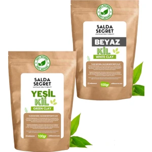 Salda Secret Yeşil Kil 100 gr + Beyaz Kil 100 gr Yüz Maskesi Toz - Kil Maskesi - Siyah Nokta