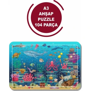 Deniz Canlıları A3 104 Parça Puzzle, Oyuncak, Yapboz