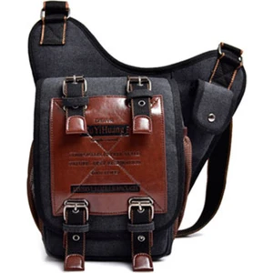 Fashion Smart Erkek Vintage Küçük Kanvas Omuz Çantası Crossbody Cüzdan Ordu Yeşili  (Yurt Dışından)