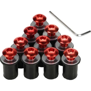 10 Parça Evrensel Ön Cam Cıvata Cıvataları Vida Kiti M5 5mm Cıvata Kırmızı