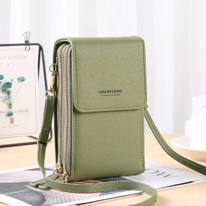 6.5 Inç Pu Deri Telefon Crossbody Çanta Kadınlar Için Dokunmatik Ekran Çantaları-Yeşil (Yurt Dışından)