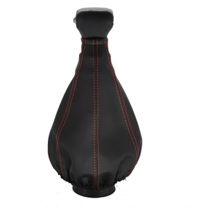 Her Araca Uygun Deri Vites Körüğü Üniversal Kırmızı Dikişli