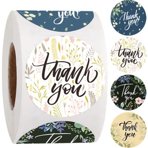 500 Teşekkür Çıkartması 1.5 Rulo Halinde Yuvarlak Çok Renkli Çiçek Tasarımı  (Yurt Dışından)