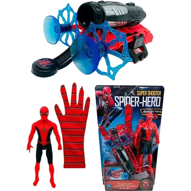 Kids Örümcek Adam Spiderman Ağ Fırlatan Ok Atan Vantuzlu Eldiven ve Işıklı