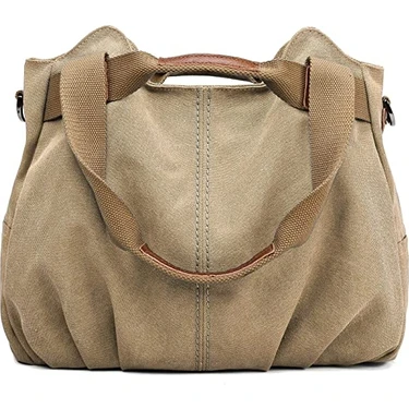Fashion Smart Kadın Casual Vintage Üst Saplı Kanvas Omuz Çantası Tote Çanta (Yurt