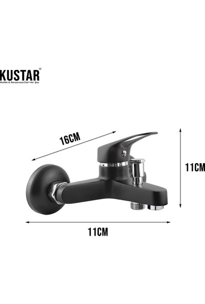 Kustar Siyah Mix Banyo Duş Bataryası Aç Kapa Çift Girişli Garantili