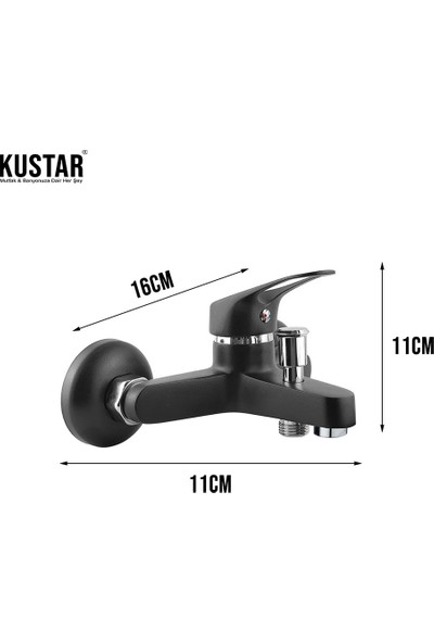 Kustar Mix Siyah 3'lü Banyo Duş Mutfak ve Lavabo Batarya Seti