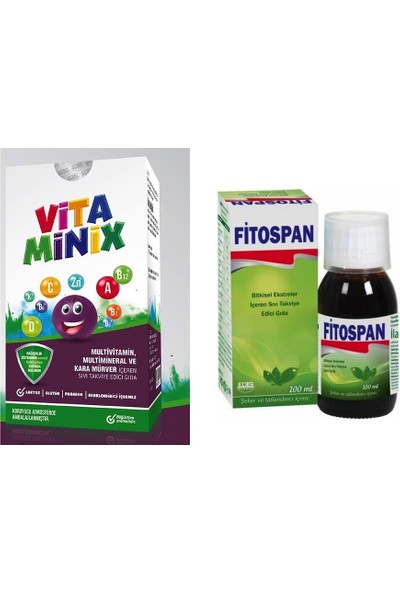 Vitaminix Kara Mürver 6 Mineral 13 Vitamin Şurup + Fitospan Bitkisel Şurup