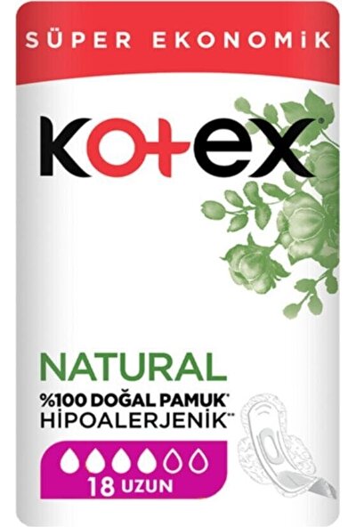 Kotex Natural Ultra Ped 18'Li Uzun 6 Paket