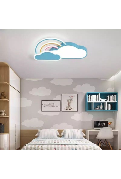 Luna Lighting Modern Çocuk Odası Ledli Bulut Plafonyer Mavi LED Avize