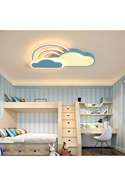 Luna Lighting Modern Çocuk Odası Ledli Bulut Plafonyer Mavi LED Avize