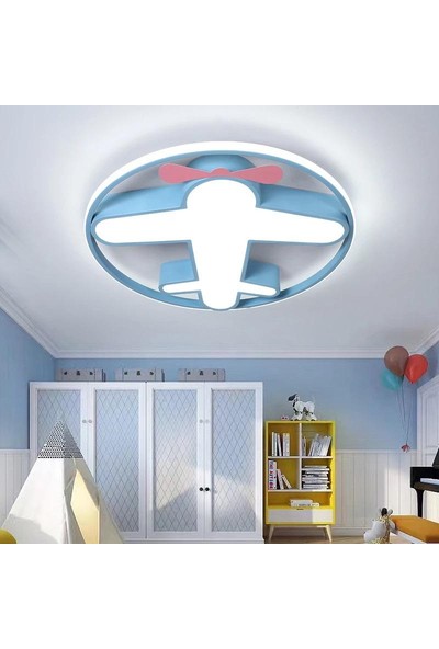 Luna Lighting Modern Çocuk Odası Ledli Uçak Plafonyer Mavi LED Avize