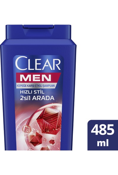 Clear Men Kepeğe Karşı Etkili Şampuan Hızlı Stil 2si1 Arada Kolay Şekil Alan Saçlar 485 ML