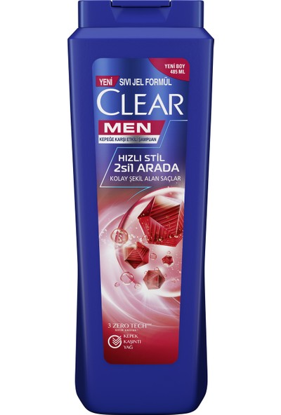 Clear Men Kepeğe Karşı Etkili Şampuan Hızlı Stil 2si1 Arada Kolay Şekil Alan Saçlar 485 ML