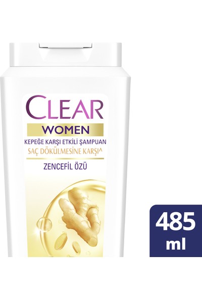Clear Women Kepeğe Karşı Etkili Şampuan Saç Dökülmesine Karşı Zencefil Özü 485 ML