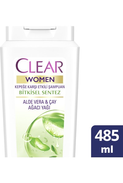 Clear Women Kepeğe Karşı Etkili Şampuan Bitkisel Sentez Aloe Vera ve Çay Ağacı Yağı 485 ml