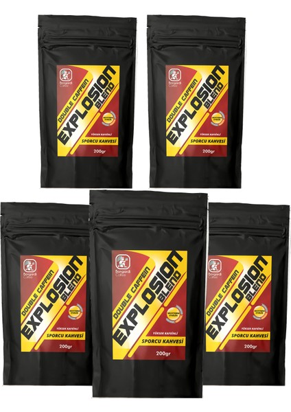 Bongardi Coffee 5 x 200 gr Sporcu Kahvesi Explosion Blend 2 Kat Kafeinli !