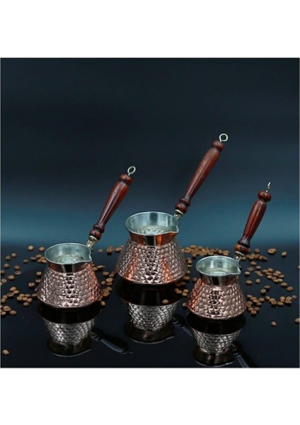 Özel Işlemeli Dövmeli Bakır Cezve Takımı