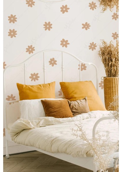 Kahve Papatyalar Çocuk Bebek Odası Duvar Sticker Seti