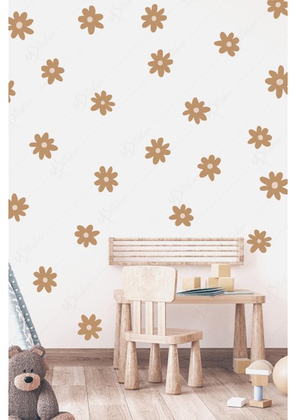 Kahve Papatyalar Çocuk Bebek Odası Duvar Sticker Seti fiyatları