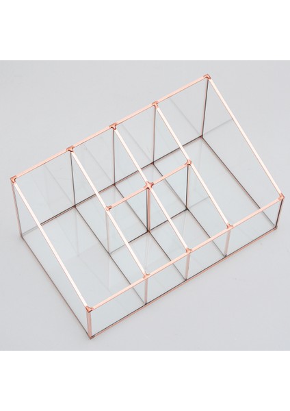Makyaj Organizeri Kalemlik Saklama Kutusu Masa Üstü Aksesuar Düzenleyici Bakır 6 Bölmeli 25X15X12/7CM fiyatları