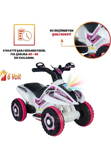 UJ Toys 9178 Ujtoys, Akülü Atv 6V Karınca Beyaz Prenses