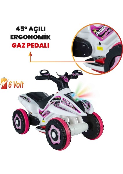 UJ Toys 9178 Ujtoys, Akülü Atv 6V Karınca Beyaz Prenses