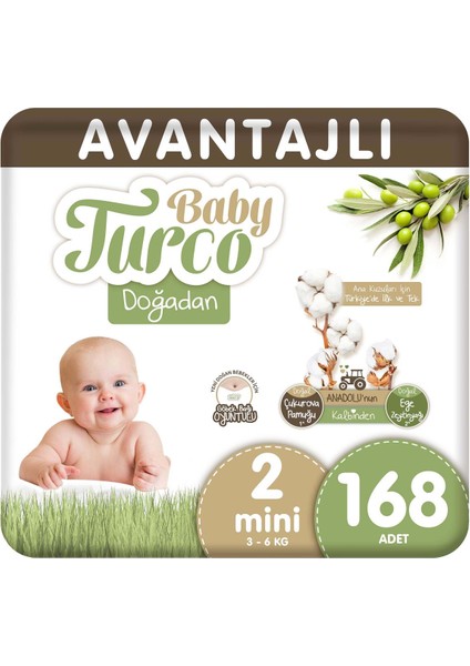 Doğadan Avantajlı Bebek Bezi 2 Numara 3 - 6 kg Mini 168'li