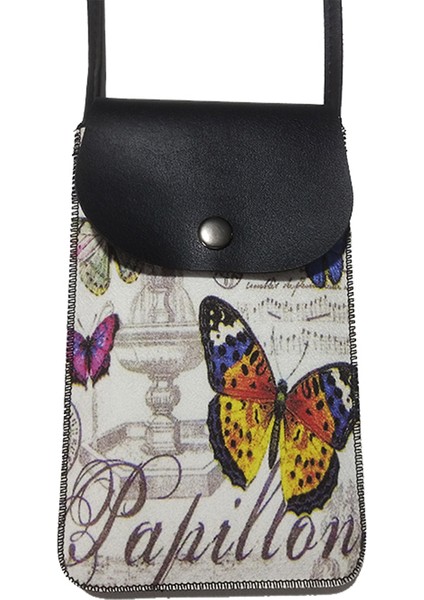 Kadın Çapraz Desenli Omuz Askılı Telefon Çantası Kılıfı