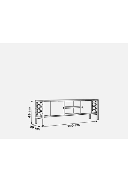 Asena 160 cm Metal Ayaklı Tv Ünitesi Atlantik Çam Siyah