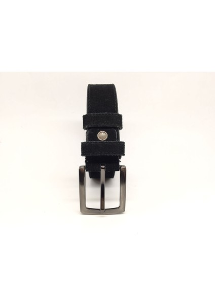 3211 Siyah Süet Pantolon Kemeri 3,5 cm