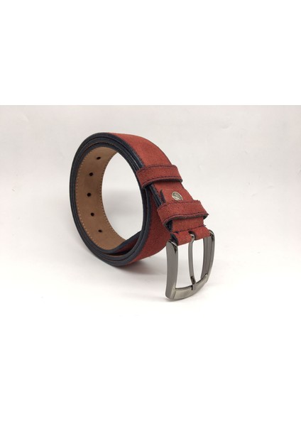 3215 Kırmızı Süet Pantolon Kemeri 3,5 cm