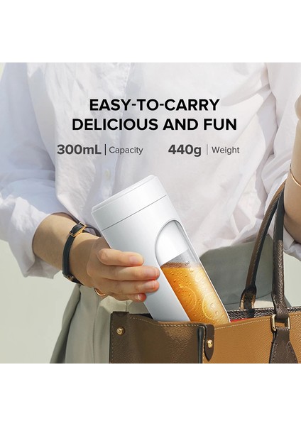 300ML Taşınabilir Elektrikli Meyve Sıkacağı - Beyaz (Yurt Dışından)