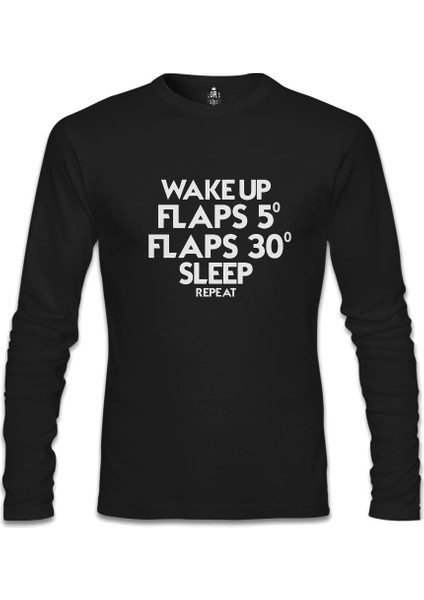 Uçuş - Flap Siyah Erkek Sweatshirt