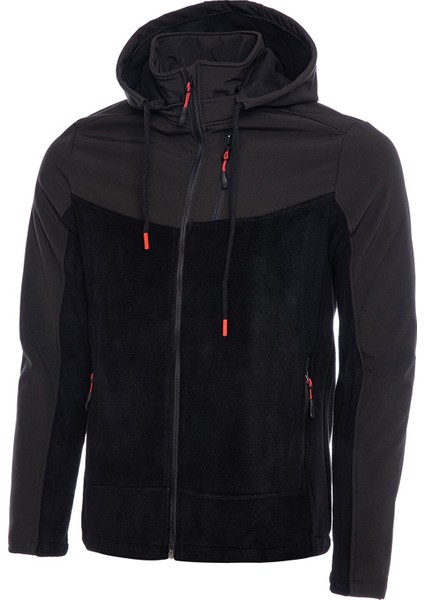 Ghassy Co Erkek Çıkarılabilir Kapüşonlu Softshell/polar Garnili Spor Ceket