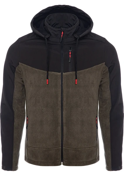 Ghassy Co. Ghassy Co Erkek Çıkarılabilir Kapüşonlu Softshell/polar Garnili Spor Ceket