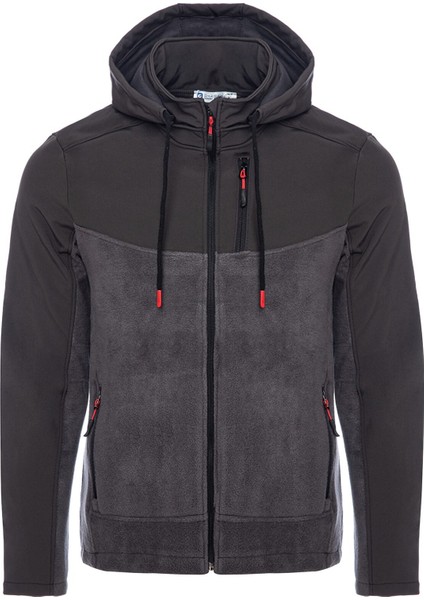 Ghassy Co Erkek Çıkarılabilir Kapüşonlu Softshell/polar Garnili Spor Ceket