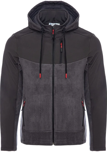 Ghassy Co. Ghassy Co Erkek Çıkarılabilir Kapüşonlu Softshell/polar Garnili Spor Ceket