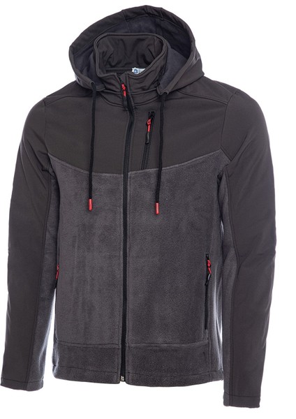 Ghassy Co Erkek Çıkarılabilir Kapüşonlu Softshell/polar Garnili Spor Ceket