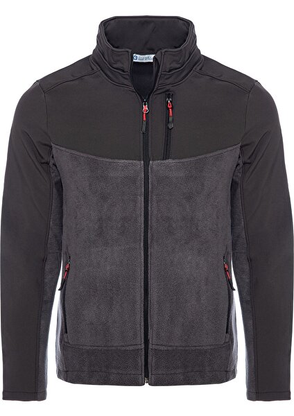 Ghassy Co Erkek Çıkarılabilir Kapüşonlu Softshell/polar Garnili Spor Ceket