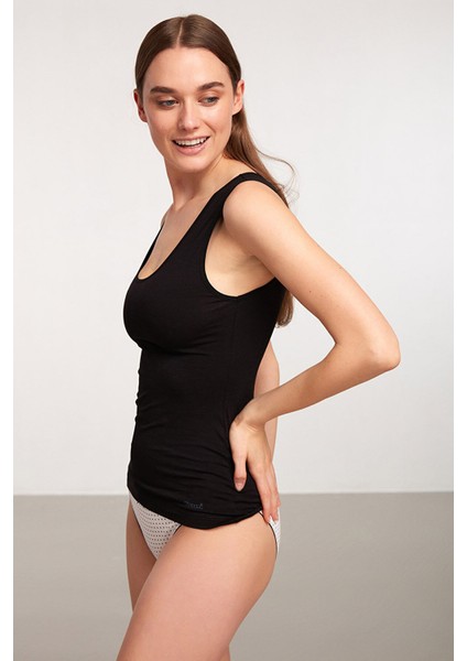 Basic Singlet Pamuklu Kalın Askılı Atlet Siyah fiyatları