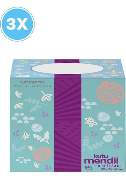 Box Tıssue 60S 3 Ply X-Flower 3'lü