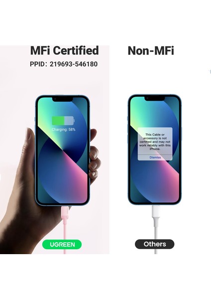 Type-C To Lightning iPhone Uyumlu Data ve Şarj Kablosu Pembe 1.5 Metre