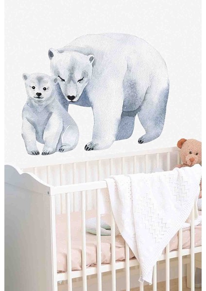 Kutup Ayıları Anne ve Yavrusu Duvar Sticker