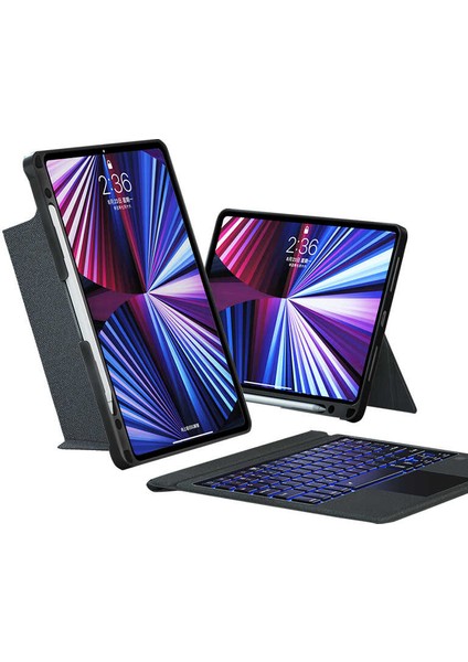 Apple iPad Air 10.9 2020 (4.nesil) Uyumlu Wiwu Mag Touch Bluetooth Klavyeli Standlı Mıknatıslı Kılıf