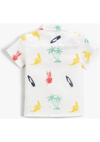 Tropikal Baskılı Kısa Kollu Gömlek Pamuklu fiyatları