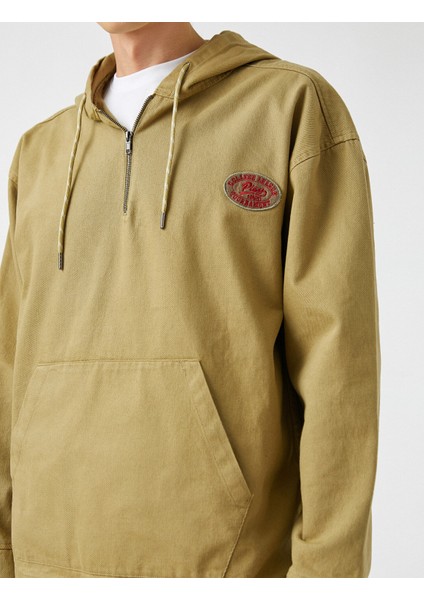Yarım Fermuar Gabardin Kapşonlu Sweatshirt indirimleri
