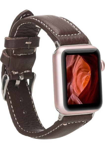 Apple Watch Uyumlu Deri Kordon 42-44-45MM Nm4-As4 Kahverengi
